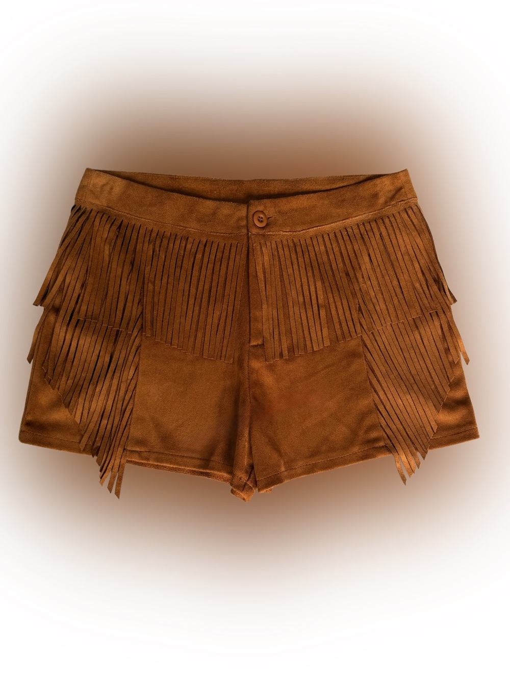 Yahada Brown Fringe Suede-Look Shorts